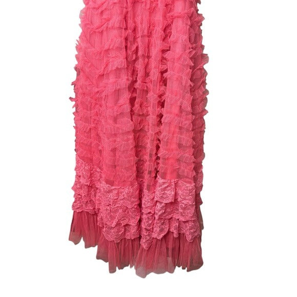 LoveShackFancy Sharelle Tiered Tulle Gown In Pink Passion