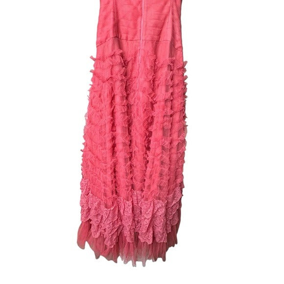 LoveShackFancy Sharelle Tiered Tulle Gown In Pink Passion