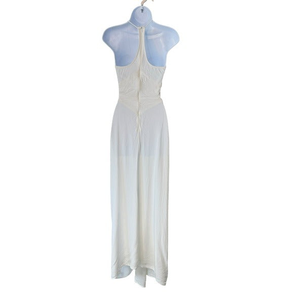 Christopher Esber Disconnect Ruched Ivory Halter Formal Maxi Dress Size 4