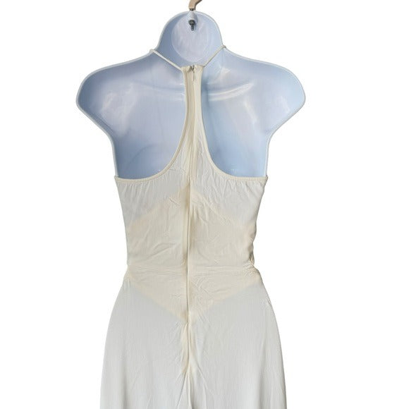 Christopher Esber Disconnect Ruched Ivory Halter Formal Maxi Dress Size 4